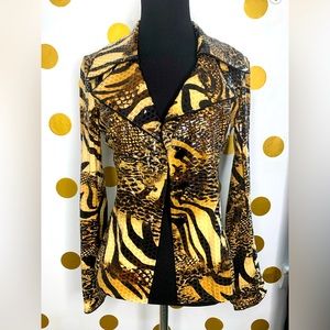 Clara S. Animal Print Blazer Jacket: Size: XS